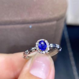 Cluster Rings Super Quality Natural And Real Sapphire Ring 925 Sterling Silver