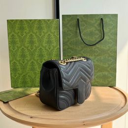 Designer flip shoulder bag marmont stripe messenger bag metal LOGO women bag luxury cow real leather