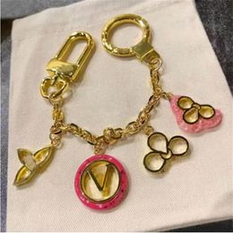 Luxury Jewellery Fashion flower Design Keychain Charm Key Rings for mens and women party lovers gift Keyring2509