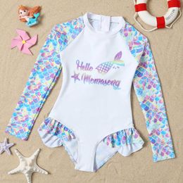 One-Pieces Summer Baby Girls One Piece Swimsuit Long Sleeve Children Bathing Clothes Sport Beach Toddler Swimwear Dress Swimming Come