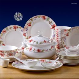 Dinnerware Sets 56 Jingdezhen Bone China Tableware Suit Is Suitable For Microwave Dishes Chinese Housewarming Gifts