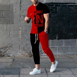 Mens Tracksuits Summer Men Fashion 3D printed Short Sleeve T Shirt Long Pants 2 Piece Sets Casual Trend Oversized Clothing 230310