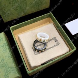 Charm Lover Rings Ceramic Colored Diamond Double Letter Designer Ring For Women Anniversary Wedding Jewelry Size 5-9
