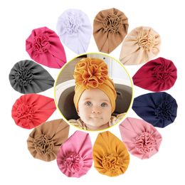 Knot Bow Baby Headbands Toddler Headwraps Baby Girl Flower Turban Hats Elastic Beanies Bonnet Girls Caps Baby Hair Accessories RL101