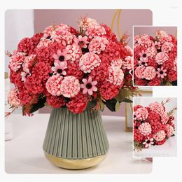 Decorative Flowers 1 Bouquet Of 15 Heads Silk Hydrangea Artificial Flower White Wedding Fake Party DIY For Mother's Day Home Decoration