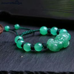 Strand Beaded Strands Wholesale Green Dongling Natural Stone Bracelets Beads With Pixiu Lucky For Women Girl Keep Safe Crystal Trendy