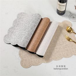 Table Mats Waterproof Solid Color Round PU Western Placemat Restaurant El Insulation Mat