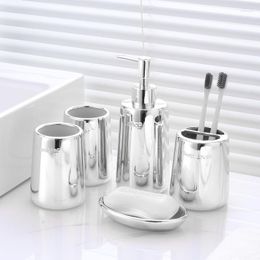 Bath Accessory Set Bathroom Accessories Toothpaste Dispenser Silver Resin Toothbrush Holder Soap Dishes Toiletries