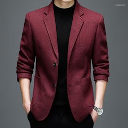 Men's Suits Autumn Business Men's Blazer Korean Fashion Trend Solid Colour Suit Coat Wool Blends High Quality Slim Jacket 4XL