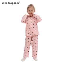 Pyjamas Mudkingdom Strawberry Girls Pyjamas Set Lace Collar Long Sleeve Cotton Children PJS Outfit for Girl Sleepwear Kids Homewear 230310