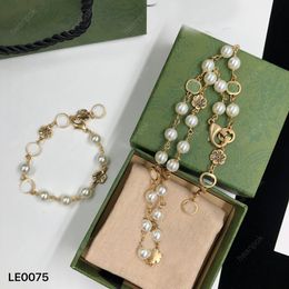 Armreifdesigner Armbänder für Frauen Männer Luxus Schmuck Set Perlenohrring Kristall 18K Gold Platted Halskette Tiger Anhänger Kettenkette Link Box