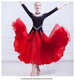 Stage Wear Lady Ballroom Dress Waltz Modern Dance Costumes Competition Suit Girls Tango Dancing Diamond Decorate D-0123