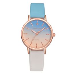 HBP Blue Gradient Leather Womens Watch Strap Two Tone Fashion Dial Ladies Quartz Watches Casual Business Wristwatch