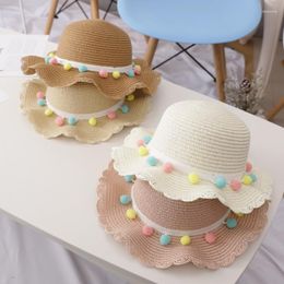 Hats 2023 Summer Toddler Baby Kids Girls Breathable Sun Tassel Balls Straw Hat Beach Cap Sunscreen Suncreen Caps#5