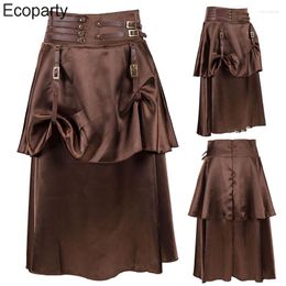 Faldas mujeres retro gótico pirata cosplay falda medieval steampunk steampunk nacional estilo marrón