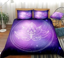 Bedding Sets Buddha Lotus Flower Duvet Cover Set Mandala Purple Bed Boho Home Textiles Bedclothes Dropship King Size