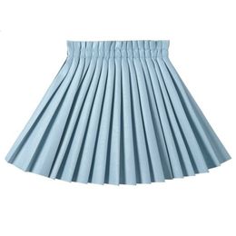 Skirts 214Y Pleated PU Leather For Girls Fashion Solid Pink Mini Student Summer Elastic Waist Korean Faldas 230310