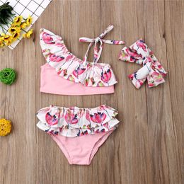 One-Pieces 3Pcs Girls Swimwear Summer Kids Swimwear For Girls Bikini Set Children Beachwear Bathing Suit Headband Kids Bikini Swimming Suit