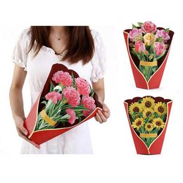 Gift Cards Useful Birthday Card Vivid Greeting Card Foldable Mothers Day Flower Bouquet PopUp Greeting Card Safe Z0310