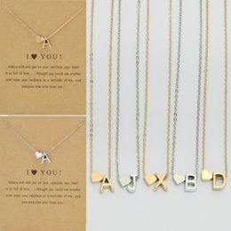 Großpreis Liebe 26 Buchstaben Anhänger Halsketten Damen Pfirsich Hören Gold Silber Schlüsselbeinkette Halskette mit GIF-Karte