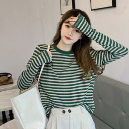 Women's Blouses Striped Bottomed Shirt Women's Long Sleeve Autumn And Winter 2023 Korean Version Contrast Fashion Style Loose T-Shirt
