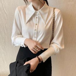 Women's Blouses Women Single-piece Set Long Sleeve Turn-down Collar Casual Spring Summer Blouse Korean Comfort White Shirt