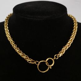 Choker Punk Hip Hop Thick Short Chain Circle Necklace Gold Colour Stainless Steel Chokers Collar Women Neck Jewellery Party