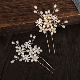 Hair Clips & Barrettes Romantic Gold Silver Colour Bridal Forks Flower Pearl Hairpins Handmade Wedding Engagement Accessories