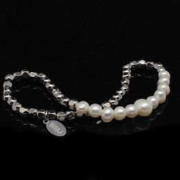 s Simple Square Pearl Feeling Couple Bracelet Female Jewellery Small Design Elastic Rope Handwear