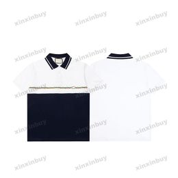 xinxinbuy Men designer Tee t shirt 23ss Twisted rope embroidery short sleeve cotton women Black White blue green XS-2XL