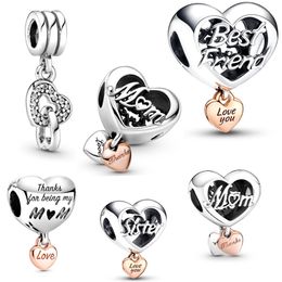 Pandora S925 Pure Silver Mother and The Best Friend Letter Charm Pendant Beads Suitable for Bracelet DIY Fashion Jewellery