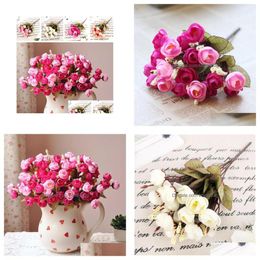 Decorative Flowers Wreaths Artificial Red Rose Spring 18 Flower Heads Camellia Magnolia Floral Wedding Peony Arrangement Bou Dhucu