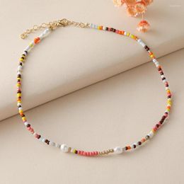 Pendant Necklaces HI MAN Bohemia Fashion Candy Color Acrylic Hand Beaded Necklace Women Personality Versatile Casual Beach Jewelry