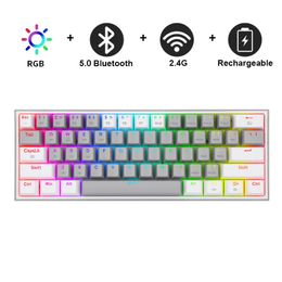 n K616 Pro TKL Wireless RGB Mechanical Keyboard 5.0 BT/2.4 Ghz/Wired Three Modes 60% Bluetooth Keyboard Linear Red Switch