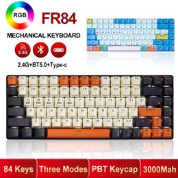 RF84 84 Keys Customised Mechanical Keyboard Three Modes PBT Keycap Outemu Switch RGB Backlight Wireless Gaming Keyboards 3000Mah