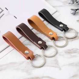 Key Rings Fashion Real Cowhide Leather Keychain Business Gift Leather Key Chain Car Auto Key Strap Waist Wallet KeyChains Keyring Keyholde R230311