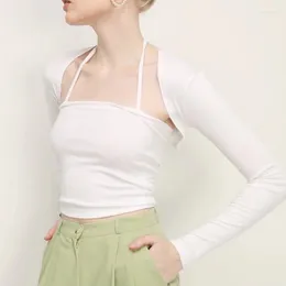 Women's Blouses Autumn Long Sleeve Top Sexy White Crop Tops Women 2023 Fashion Korean Casual Camis Set Elegant Shirts For