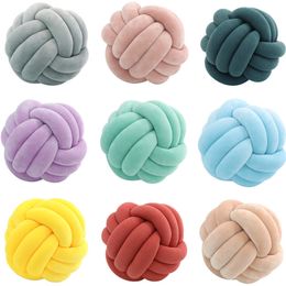 Cushion/Decorative Pillow Inyahome Soft Knot Ball Pillows Round Throw Pillow Cushion Kids Home Decoration Plush Pillow Throw Knotted Pillow Handmade 230311