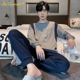 Men's Sleepwear Sporty Pijamas for Men Big Size L-4XL Young Man's Pyjama Korean Style Pullover Knitted Cotton Loungewear Drop Man's Pjs 230311