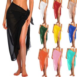 Women's Swimwear Womens Long Short Sarong Swimsuit Coverups Summer Beach Bikini Wrap Sheer Short Skirt Scarf for Swimwear Cover-ups Y2303