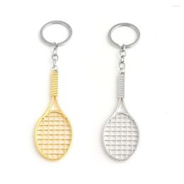 Keychains Cute Sport Tennis Racket Pendant Keychain Fitness Keyring Metal Golden Silver Colour Key Chain Ring Jewellery Accessories Gift