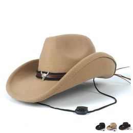 Berets Women Men Wool Hollow Western Cowboy Hat Cow Gentleman Outblack Sombrero Hombre Jazz Fedora CapBerets