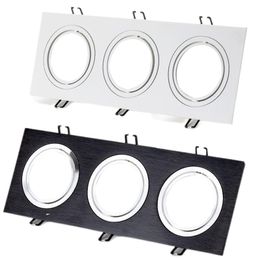 Three-head Lighting Accessories Holder MR16 Lights Holder GU10 Spot Light Cup Holder led Light Cups Face Ring Embedded lamp Holder 3-Head Square crestech
