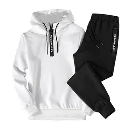 Men's Hoodies & Sweatshirts Sets Tracksuit Men Autumn Winter Hooded Sweatshirt Drawstring Outfit Sportswear 2023 Male Suit Pullover Two Piec