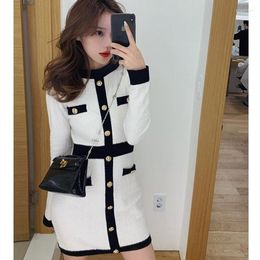 Casual Dresses Meimei Xiaxia Immediately Became An S-curve/Lightly Cooked Small Fragrance Black And White Color Matching Slim Women's