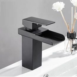 Bathroom Sink Faucets Brass Basin Sink Bathroom Faucet Deck Mounted Cold Water Basin Mixer Taps Matte Black Lavatory Sink Tap Crane Mixer Tapware 230311