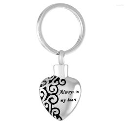 Keychains IJK2023 Always In My Heart Engraved Cremation Key Chain 316l Stainless Steel Keepsake Ashes Jewelry Rings