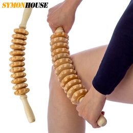 Other Massage Items Wood Therapy Roller Massage Tool Lymphatic Drainage Anti Cellulite Handheld Cellulite Trigger Point Stick Muscle Release Roller 230310