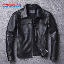 Men's Jackets Men's Leather Jacket Natural Men's Genuine Cowhide Jacket Spring and Autumn Casual Black Men's Clothing Asian size S-6XL 230311
