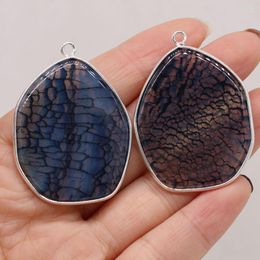 Pendant Necklaces High Quality Natural Dragon Pattern Agate Irregular Shape Charms For Jewellery Making DIY Necklace Accessories 33x45mm 1PC
